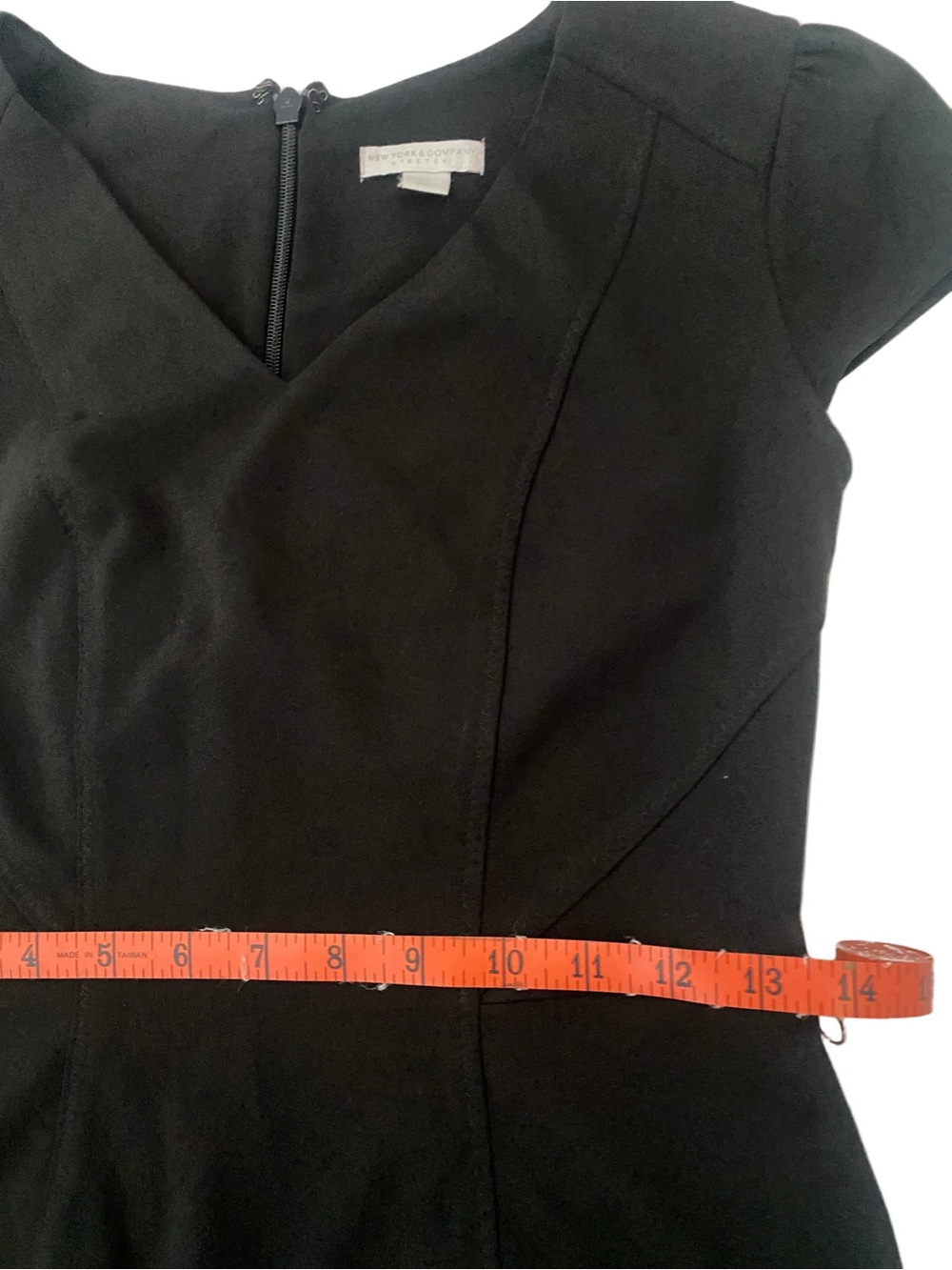 New York & Company Black Cap-Sleeve Sheath Dress with Waist Belt - Picture 7 of 9